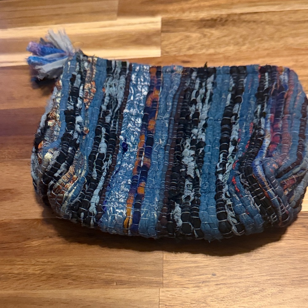 Handcrafted Blue and Black Woven Clutch